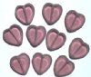 10 15mm Flat Cut Window Heart Beads Amethyst